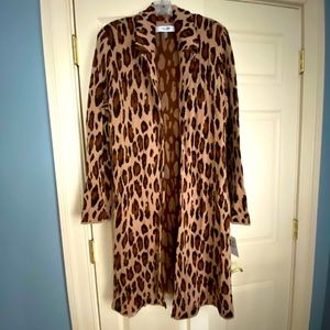 NWT Leopard print long open-front cardigan sz L